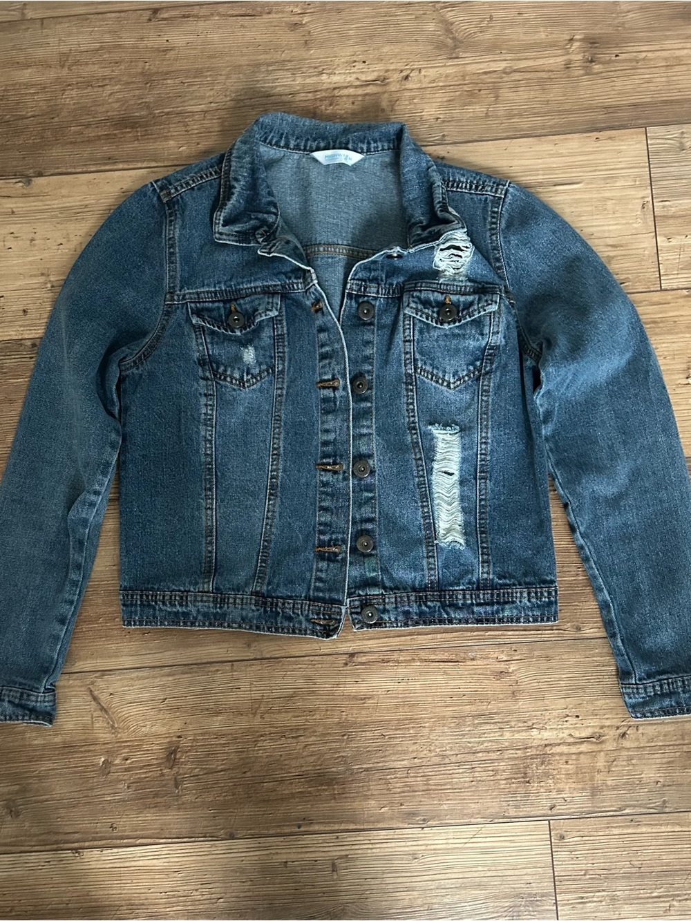 HIGHWAY Jeans Distressed Blue Denim Jacket With Buttons Women Size Medium
